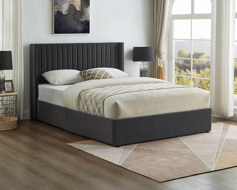 Pending - True Contemporary Grey Velvet Bed - Available in 2 Sizes