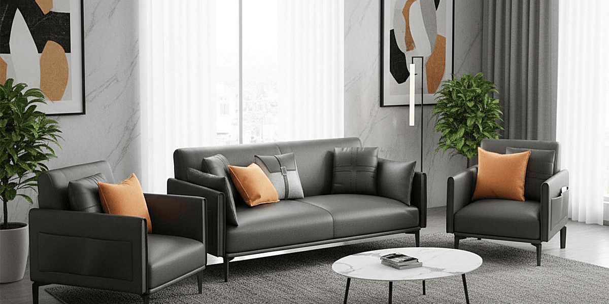 San Mateo Piece Faux Leather Loveseat and Chair Set in Grey