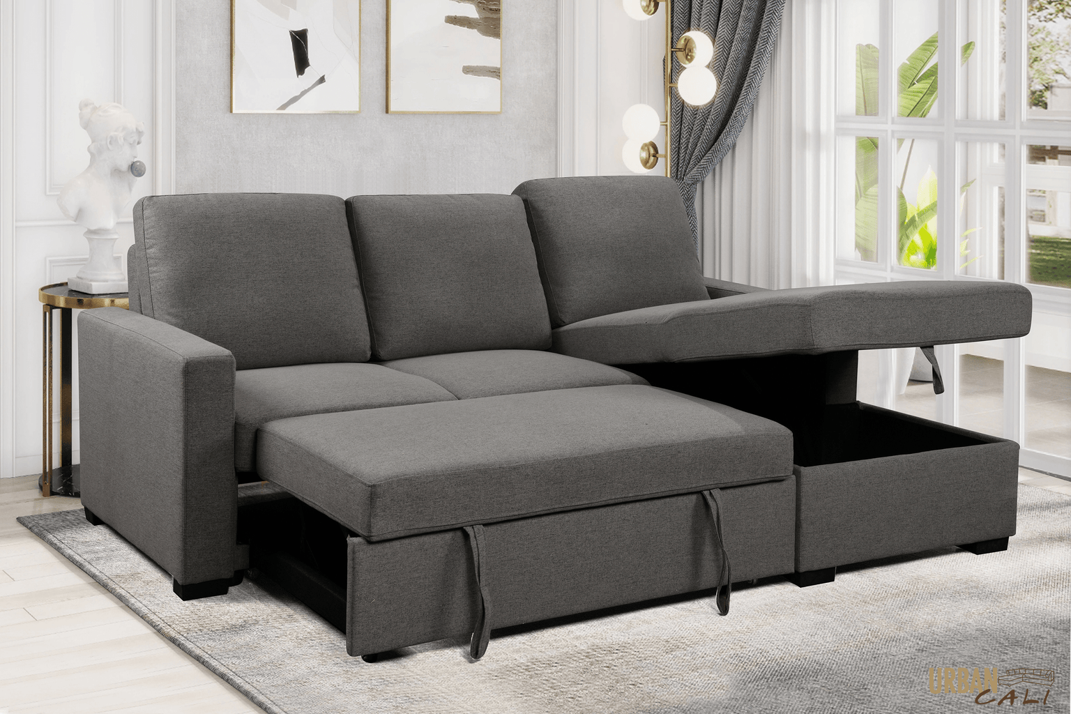 Urban Cali Berkeley Sleeper Sectional Sofa Bed with Power Recliner