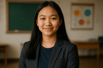 Portrait image of Betty Ngo. Betty Ngo, a high school senior, initiated STEM+Youth Academy, a two-pronged educational program designed to spark underserved students’ passions for STEM. No text on image. 