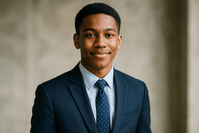 Portrait image of Dorian Hollingsworth Jr. He created The Teen Care Network, an online community that advocates against bullying and teenage suicide. No text on image.