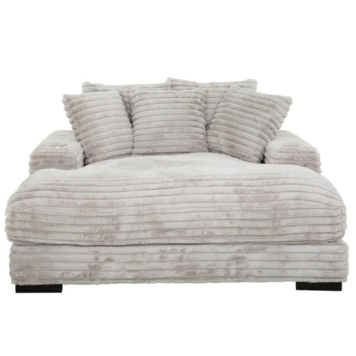 Primo International Chair Grey Sealy Oversized Minky Corduroy Cuddler Chaise with Cupholders and USB Ports - Available in 2 Colours