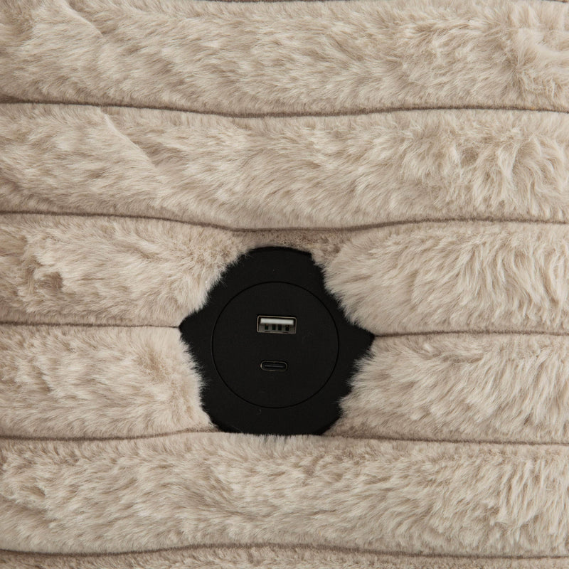 Primo International Chair Sealy Oversized Minky Corduroy Cuddler Chaise with Cupholders and USB Ports - Available in 2 Colours