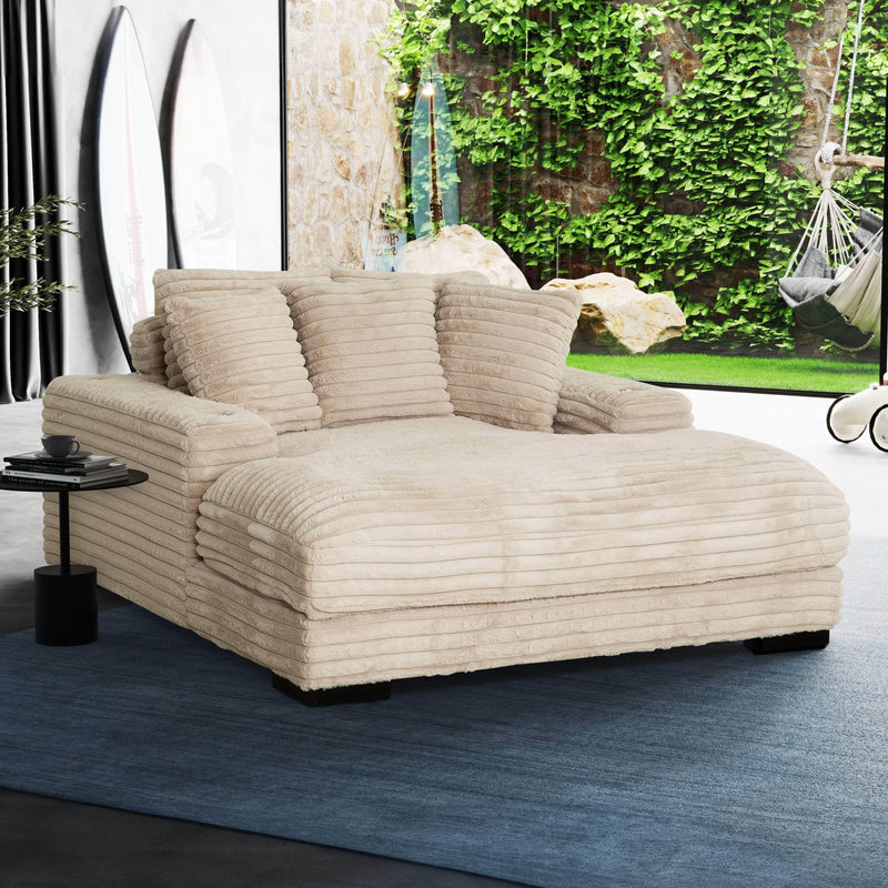 Primo International Chair Sealy Oversized Minky Corduroy Cuddler Chaise with Cupholders and USB Ports - Available in 2 Colours