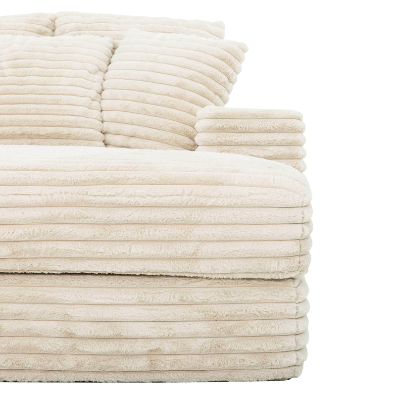 Primo International Chair Sealy Snug Cuddler Chaise Foam Lounger in Beige Minky Corduroy