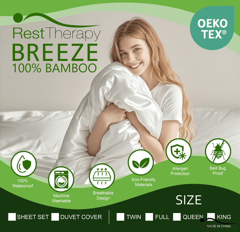 Rest Therapy Bedding Package Breeze Bamboo Bed Sheet and Pillowcase Bedding Package in White - Available in 4 Sizes