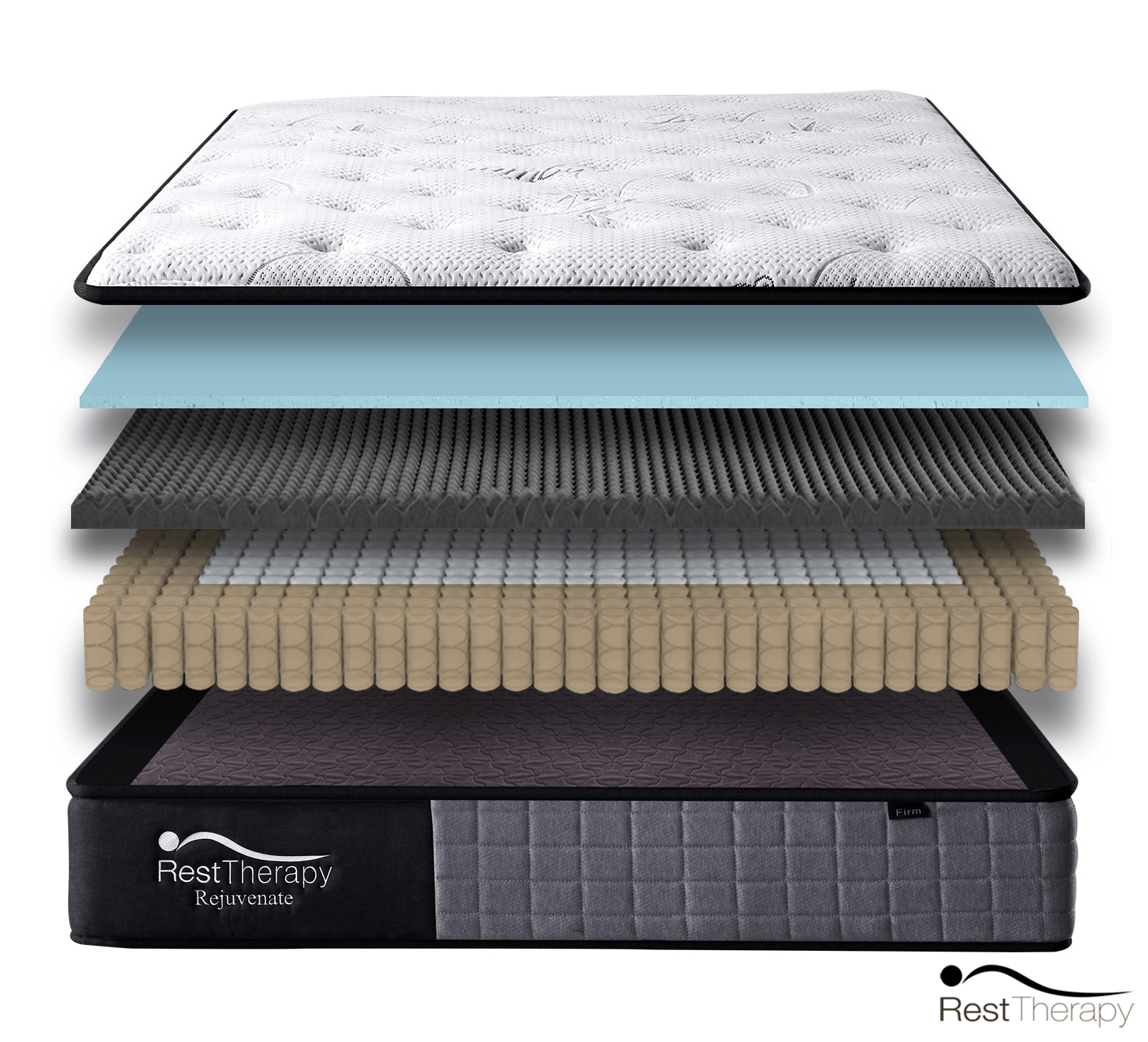 Rest Therapy Mattress 10 Inch Rejuvenate Bamboo Pocket Coil Mattress - Available in 4 Sizes