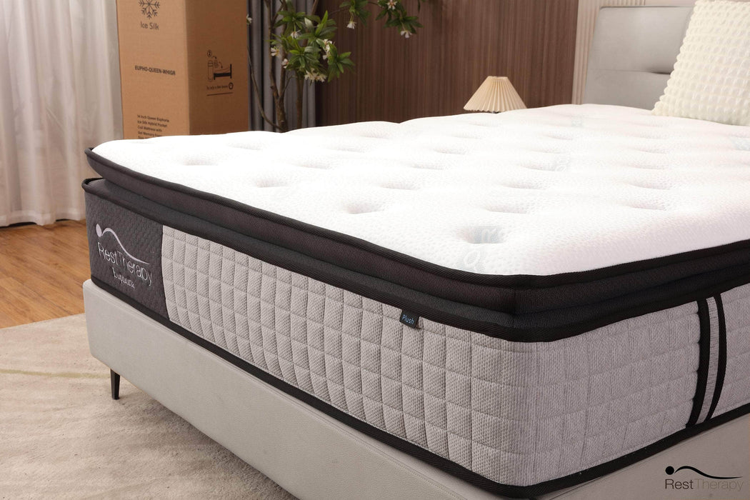 Rest Therapy Mattress 14 Inch Euphoria Cooling Pillow Top Plush Hybrid Pocket Coil Mattress with Cool Gel Memory Foam - Available in 2 Sizes
