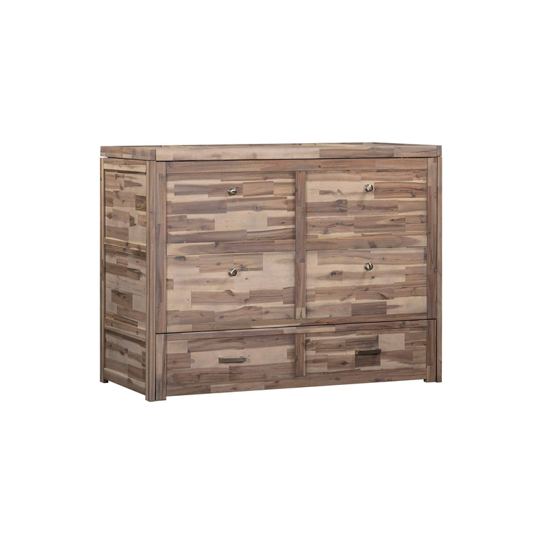 Rustic Classics Beach Stow Full Size Murphy Bed Cabinet with Gel Memory Foam Mattress - Available in 4 Colours
