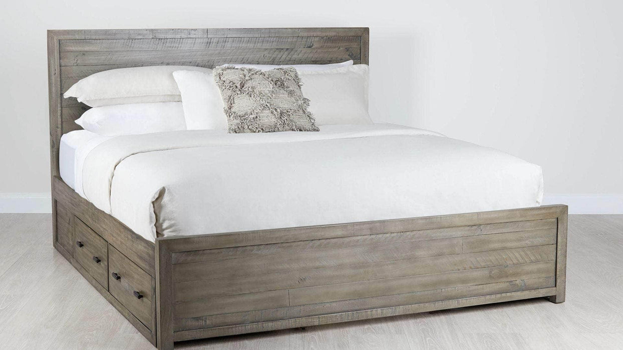 Rustic Classics Bed King Whistler Reclaimed Wood Platform Bed with 4 Storage Drawers in Grey - Available in 2 Sizes