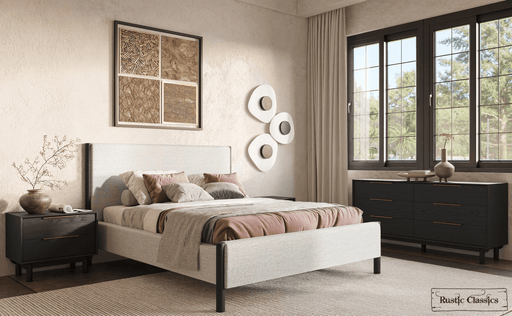 Rustic Classics Bed Muskoka Upholstered Oak Platform Bed in Black - Available in 2 Sizes