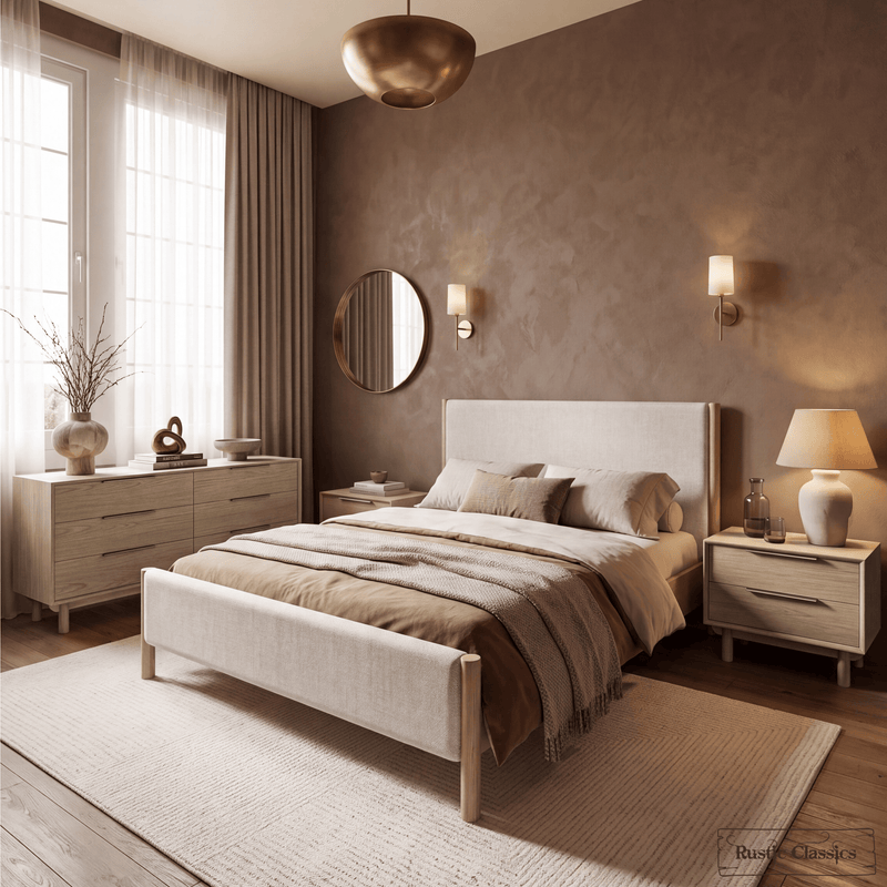 Rustic Classics Bed Tofino Upholstered Oak Platform Bed in Beachwood - Available in 2 Sizes