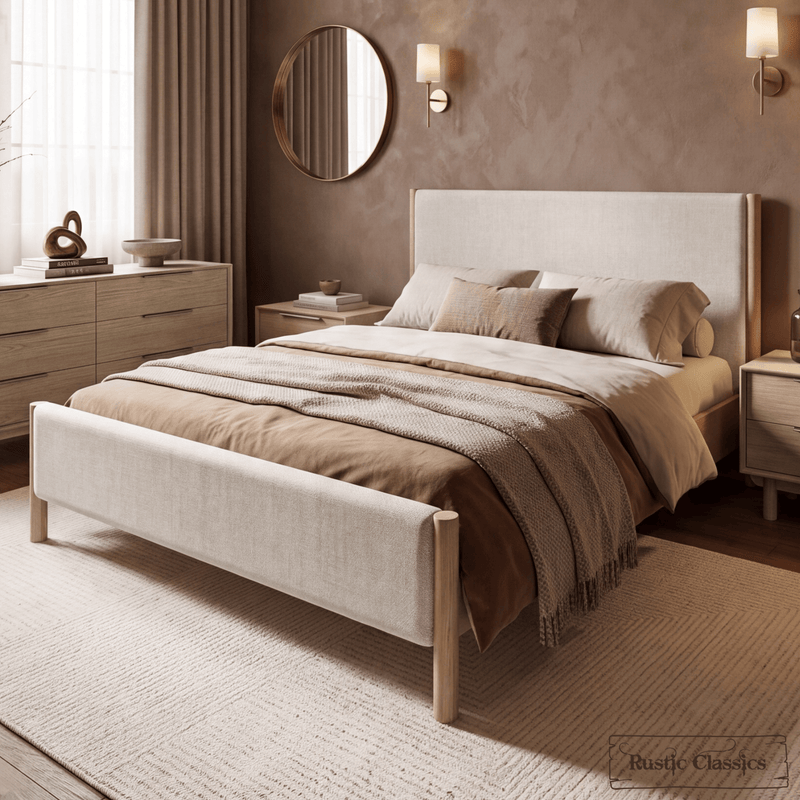 Rustic Classics Bed Tofino Upholstered Oak Platform Bed in Beachwood - Available in 2 Sizes