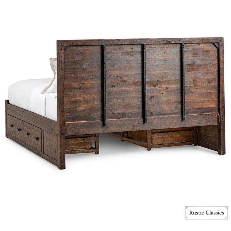 Rustic Classics Bed Whistler Reclaimed Wood Platform Bed with 4 Storage Drawers in Brown - Available in 2 Sizes