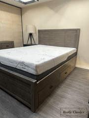 Rustic Classics Bed Whistler Reclaimed Wood Platform Bed with 4 Storage Drawers in Grey - Available in 2 Sizes