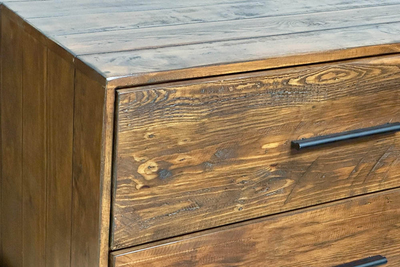 Rustic Classics Bedroom Set Blackcomb 4 Piece Reclaimed Wood and Metal Platform Bedroom Furniture Set in Coffee Bean - Available in 2 Sizes