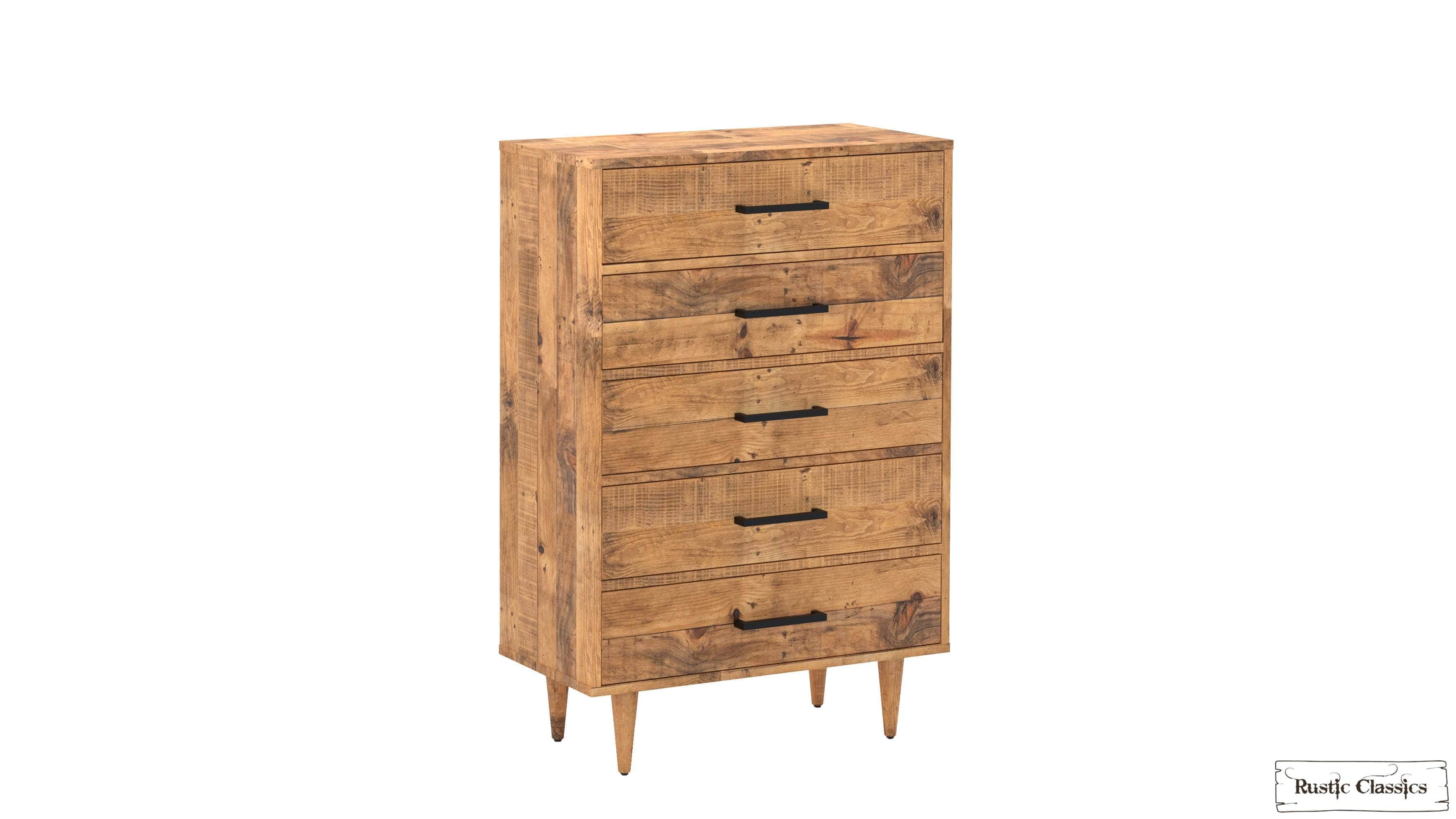 Rustic Classics Cypress 4 Piece Reclaimed Wood Platform Bedroom Furniture Set in Spice