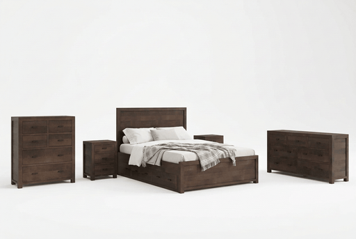 Rustic Classics Bedroom Set Whistler 5 Piece Reclaimed Wood Storage Platform Bedroom Furniture Set in Brown - Available in 2 Sizes