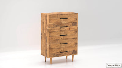 Rustic Classics Cypress Reclaimed Wood 5 Drawer Chest in Spice, image 1