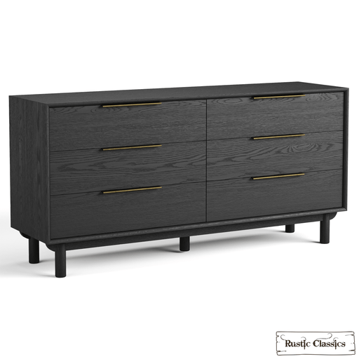 Rustic Classics Dresser Muskoka Oak 6 Drawer Dresser in Black