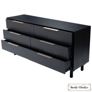 Rustic Classics Dresser Muskoka Oak 6 Drawer Dresser in Black