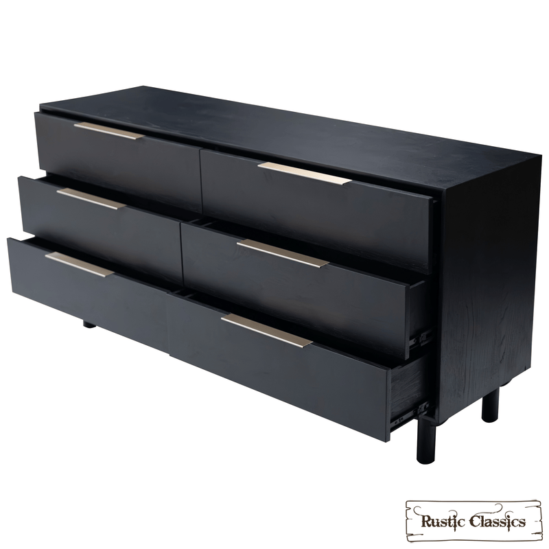 Rustic Classics Dresser Muskoka Oak 6 Drawer Dresser in Black
