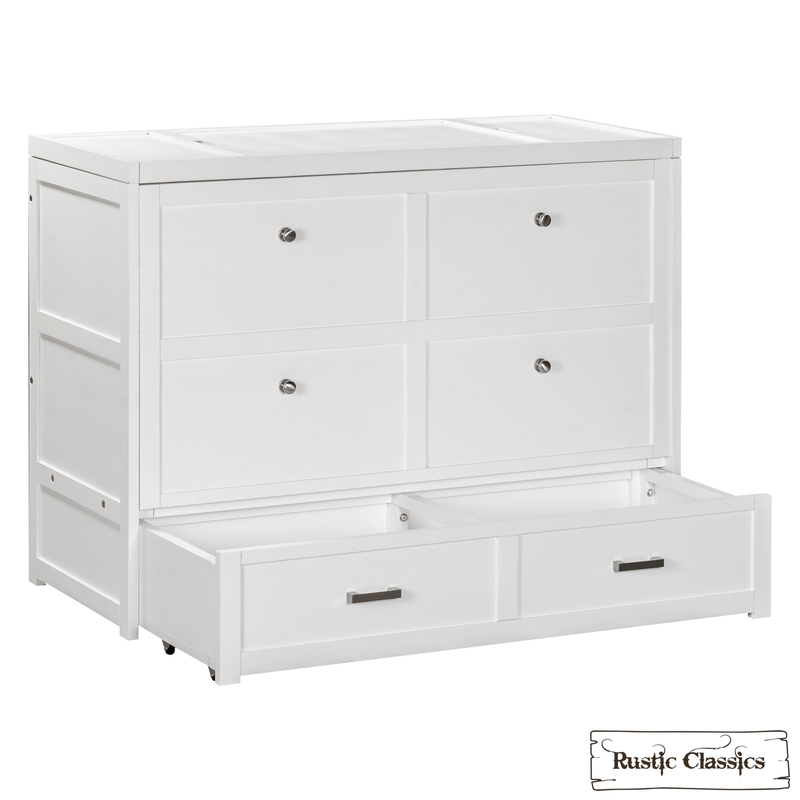 Rustic Classics Murphy Bed Stow Full Size Murphy Bed Cabinet with Gel Memory Foam Mattress - Available in 4 Colours