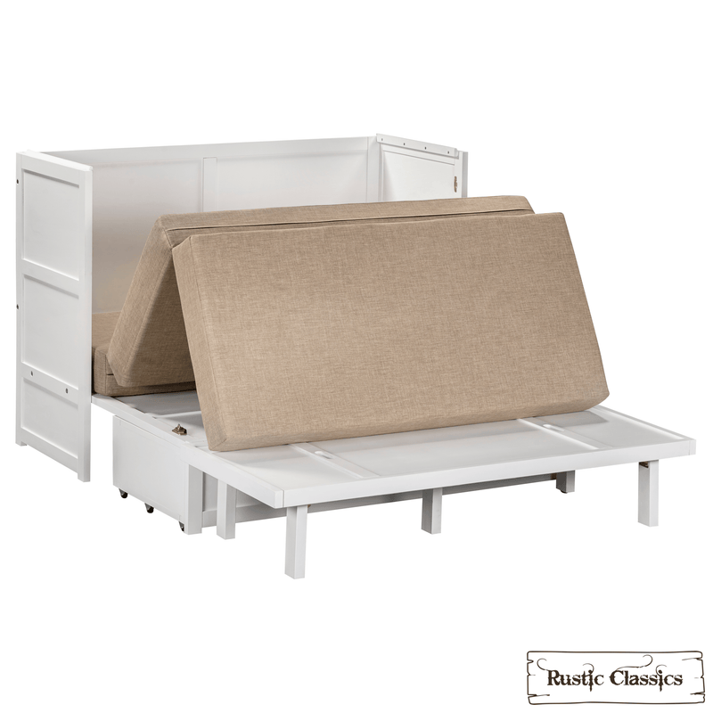 Rustic Classics Murphy Bed Stow Full Size Murphy Bed Cabinet with Gel Memory Foam Mattress - Available in 4 Colours