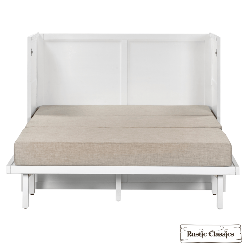 Rustic Classics Murphy Bed Stow Full Size Murphy Bed Cabinet with Gel Memory Foam Mattress - Available in 4 Colours