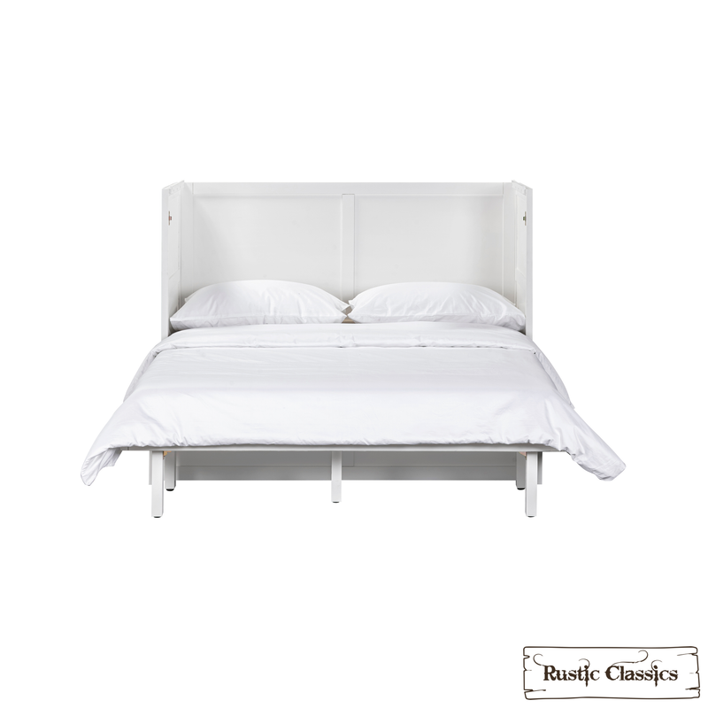 Rustic Classics Murphy Bed Stow Full Size Murphy Bed Cabinet with Gel Memory Foam Mattress - Available in 4 Colours