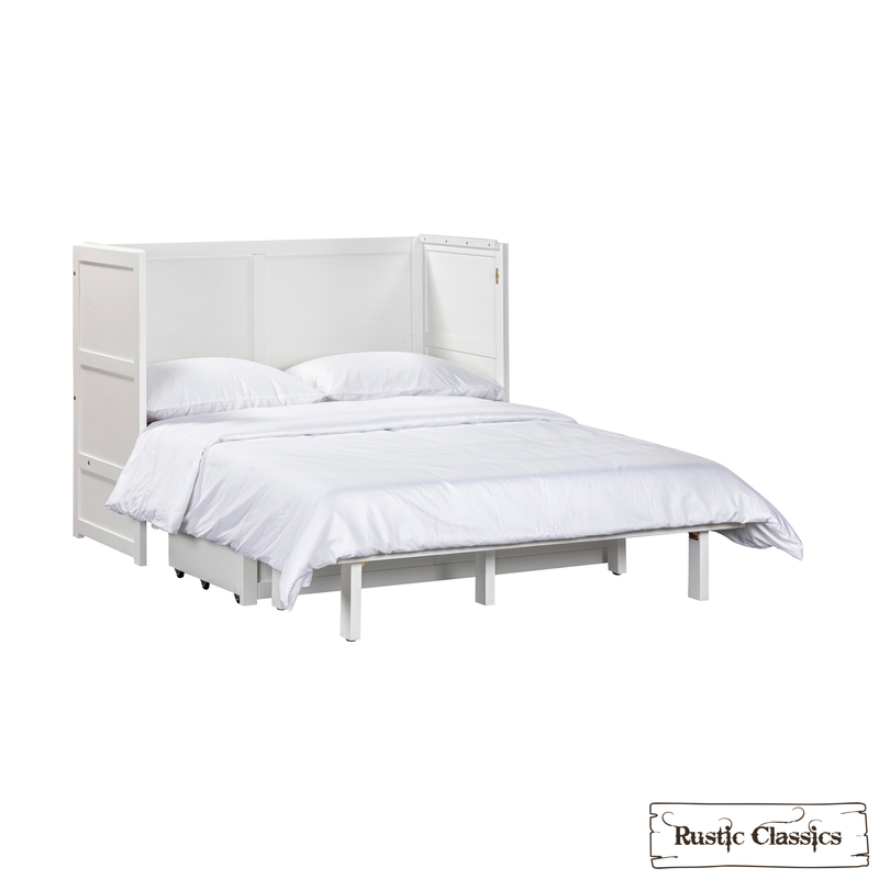 Rustic Classics Murphy Bed Stow Full Size Murphy Bed Cabinet with Gel Memory Foam Mattress - Available in 4 Colours