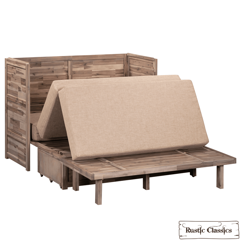 Rustic Classics Murphy Bed Stow Full Size Murphy Bed Cabinet with Gel Memory Foam Mattress - Available in 4 Colours