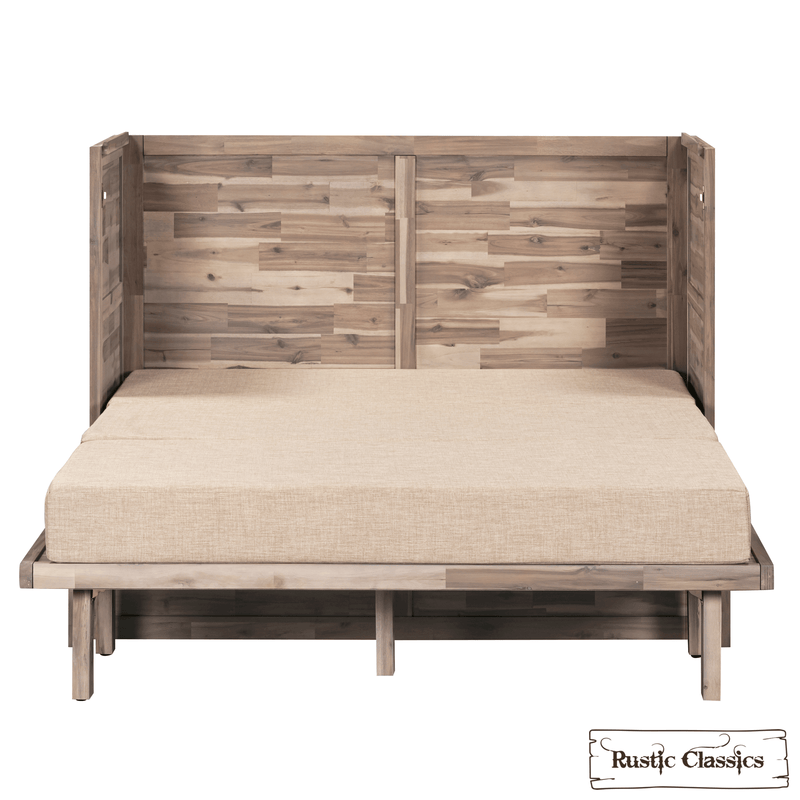 Rustic Classics Murphy Bed Stow Full Size Murphy Bed Cabinet with Gel Memory Foam Mattress - Available in 4 Colours