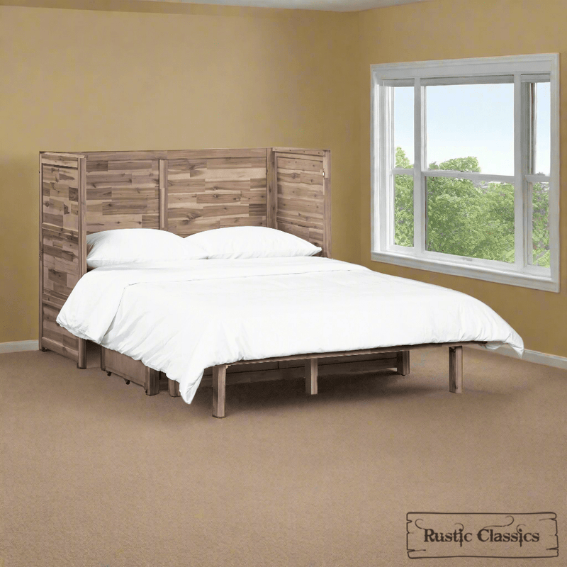 Rustic Classics Murphy Bed Stow Full Size Murphy Bed Cabinet with Gel Memory Foam Mattress - Available in 4 Colours