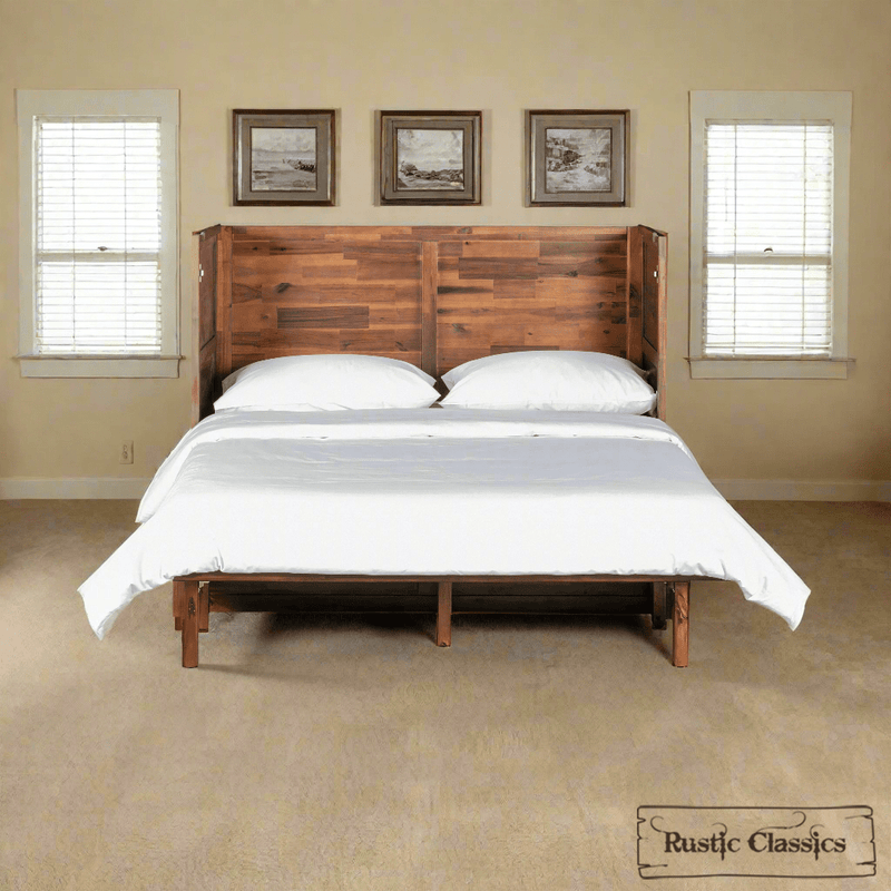 Rustic Classics Murphy Bed Stow Full Size Murphy Bed Cabinet with Gel Memory Foam Mattress - Available in 4 Colours