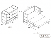 Rustic Classics Murphy Bed Stow Full Size Murphy Bed Cabinet with Gel Memory Foam Mattress - Available in 4 Colours