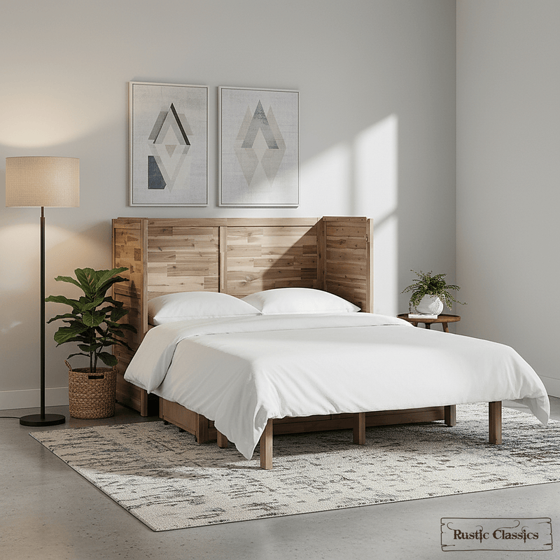 Rustic Classics Murphy Bed Stow Full Size Murphy Bed Cabinet with Gel Memory Foam Mattress - Available in 4 Colours