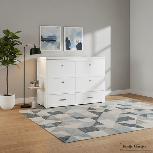 Rustic Classics Murphy Bed Stow Full Size Murphy Bed Cabinet with Gel Memory Foam Mattress - Available in 4 Colours