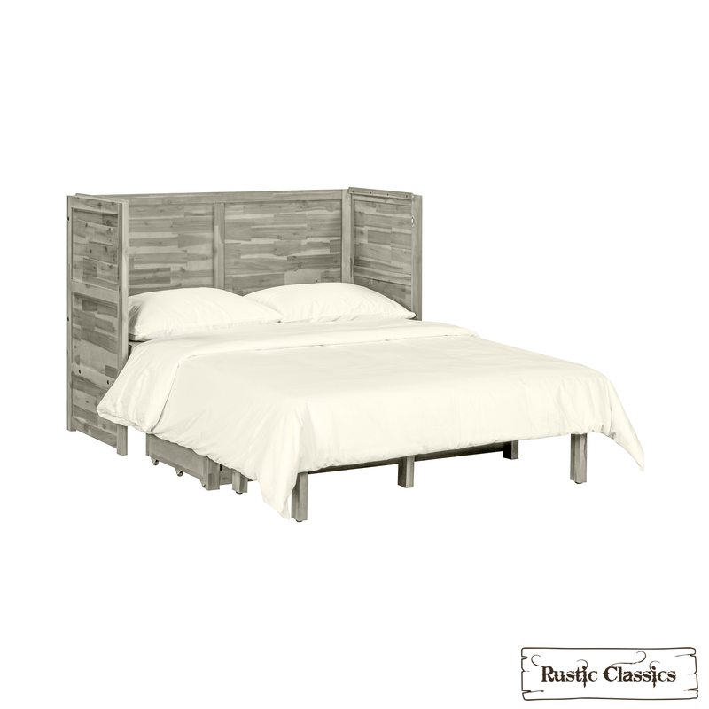 Rustic Classics Murphy Bed Stow Full Size Murphy Bed Cabinet with Gel Memory Foam Mattress - Available in 4 Colours