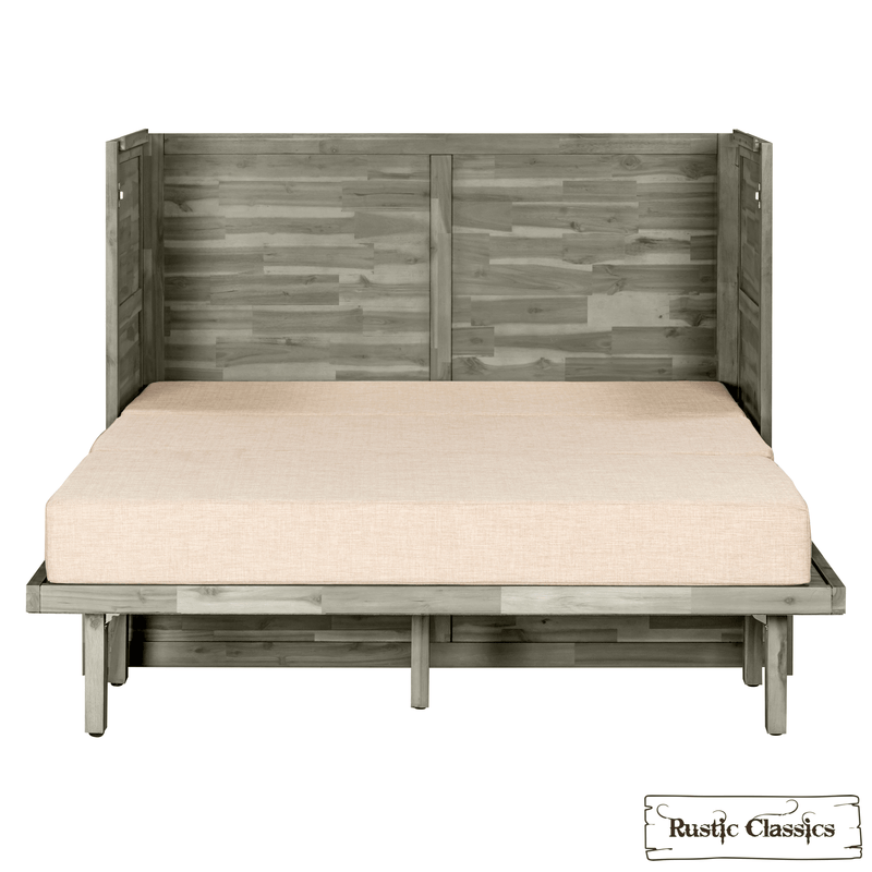 Rustic Classics Murphy Bed Stow Full Size Murphy Bed Cabinet with Gel Memory Foam Mattress - Available in 4 Colours