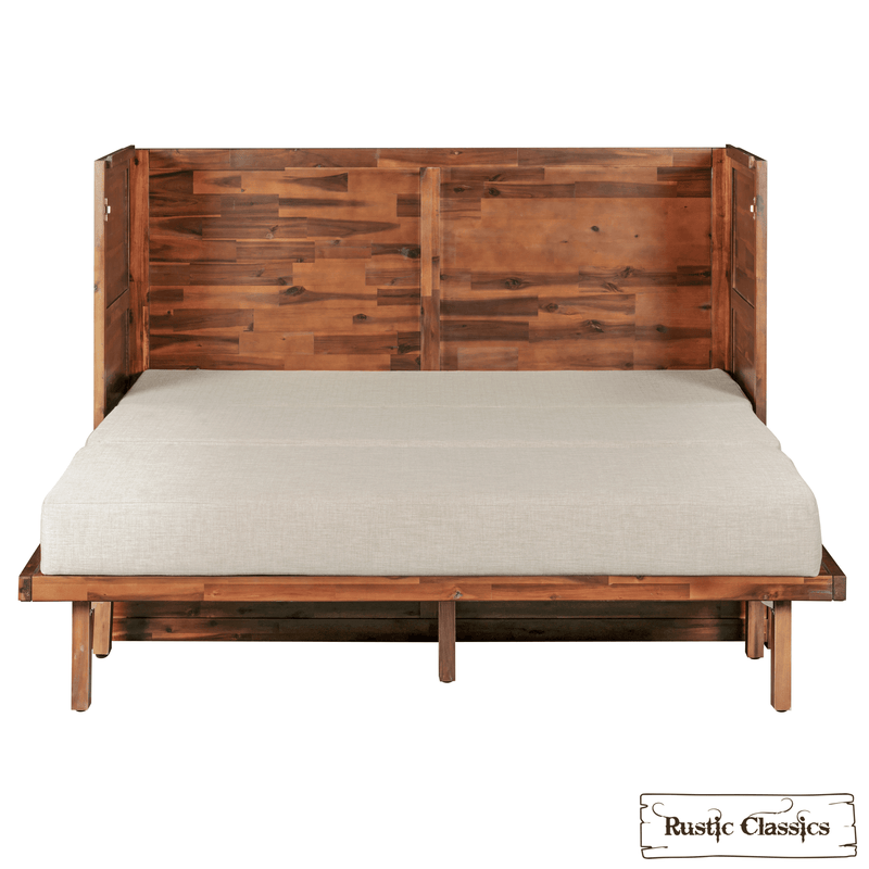Rustic Classics Murphy Bed Stow King Size Murphy Bed Cabinet with Gel Memory Foam Mattress - Available in 2 Colours