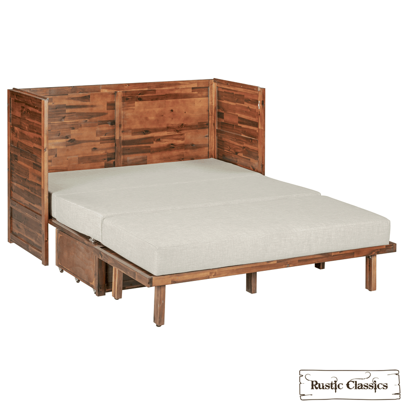 Rustic Classics Murphy Bed Stow King Size Murphy Bed Cabinet with Gel Memory Foam Mattress - Available in 2 Colours