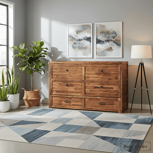 Rustic Classics Murphy Bed Stow King Size Murphy Bed Cabinet with Gel Memory Foam Mattress - Available in 2 Colours