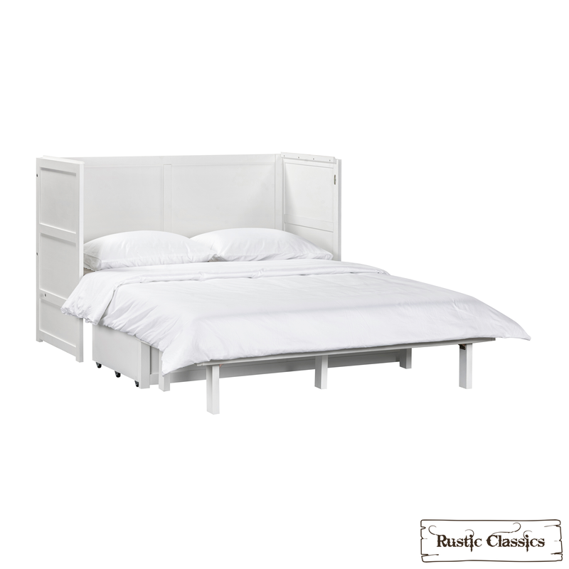 Rustic Classics Murphy Bed Stow Queen Size Murphy Bed Cabinet with Gel Memory Foam Mattress - Available in 4 Colours