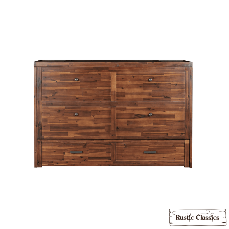 Rustic Classics Murphy Bed Stow Queen Size Murphy Bed Cabinet with Gel Memory Foam Mattress - Available in 4 Colours