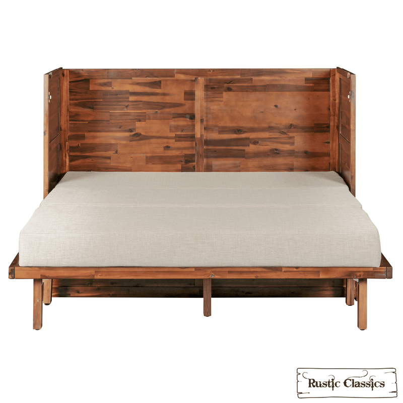 Rustic Classics Murphy Bed Stow Queen Size Murphy Bed Cabinet with Gel Memory Foam Mattress - Available in 4 Colours