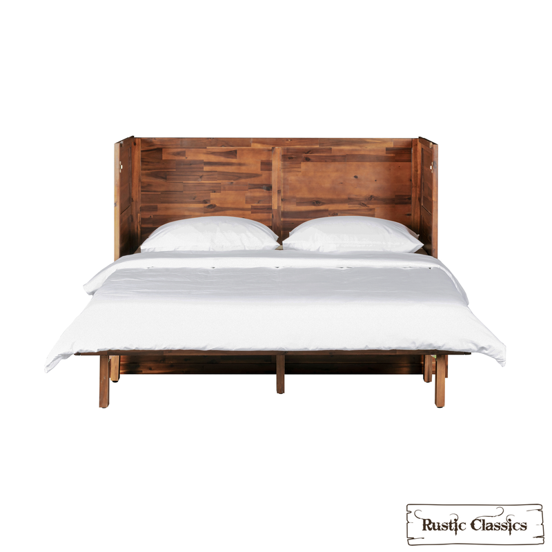 Rustic Classics Murphy Bed Stow Queen Size Murphy Bed Cabinet with Gel Memory Foam Mattress - Available in 4 Colours