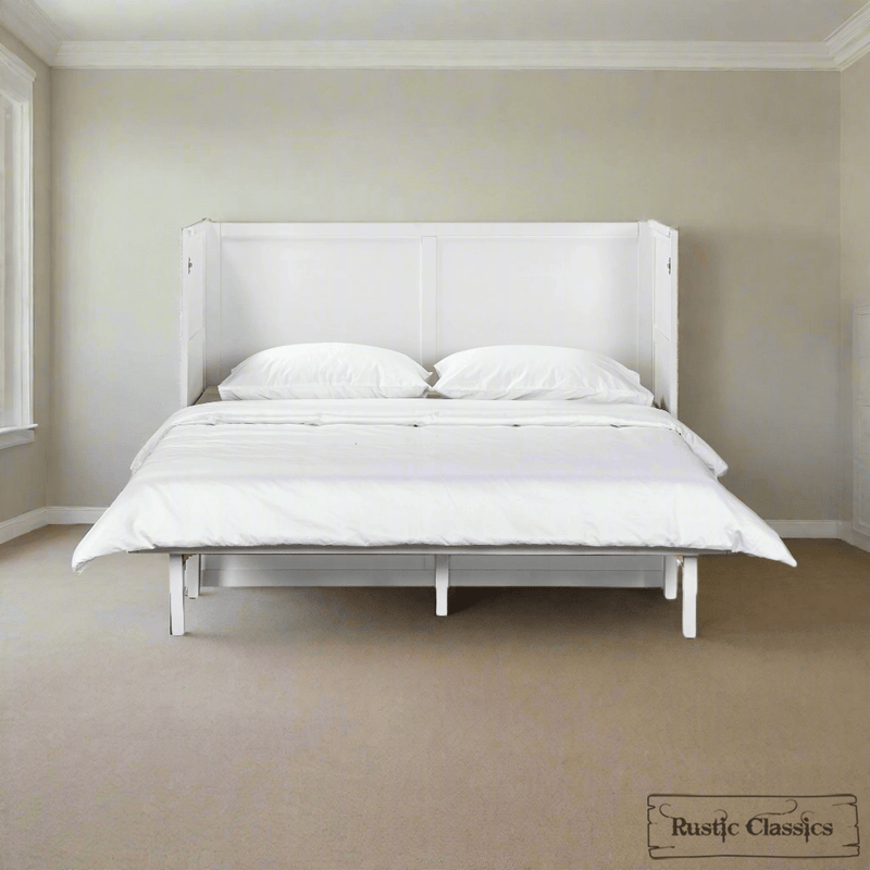 Rustic Classics Murphy Bed Stow Queen Size Murphy Bed Cabinet with Gel Memory Foam Mattress - Available in 4 Colours