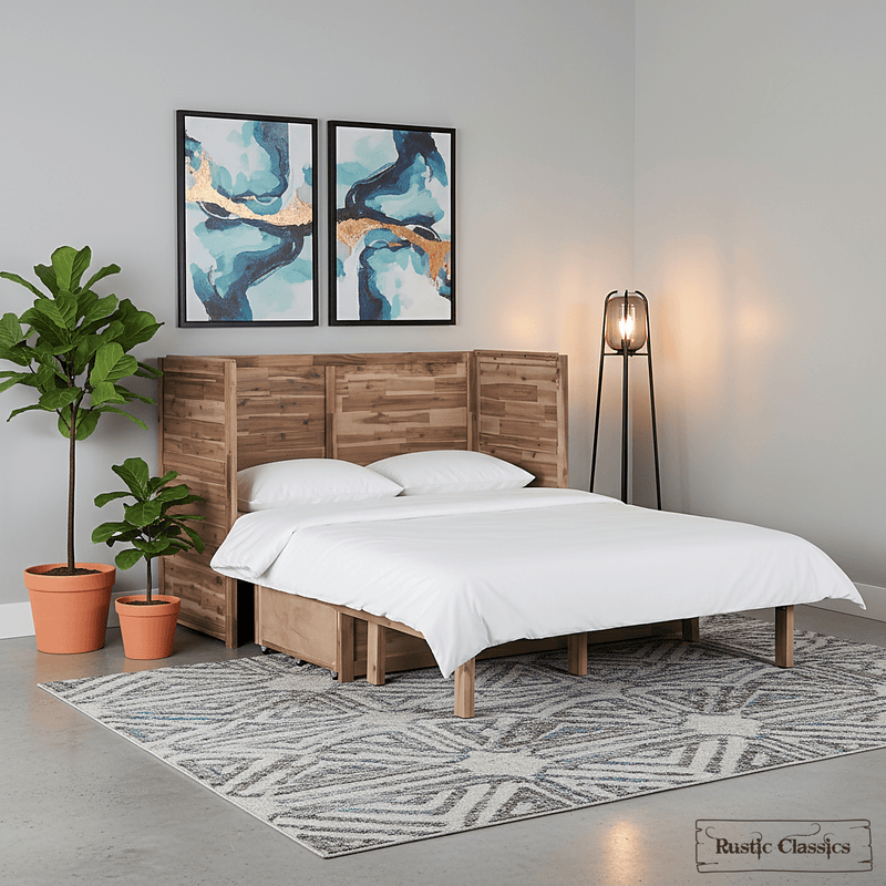 Rustic Classics Murphy Bed Stow Queen Size Murphy Bed Cabinet with Gel Memory Foam Mattress - Available in 4 Colours