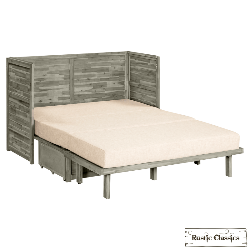Rustic Classics Murphy Bed Stow Queen Size Murphy Bed Cabinet with Gel Memory Foam Mattress - Available in 4 Colours